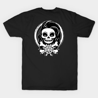 Skipper Skull and Wheel White Logo T-Shirt